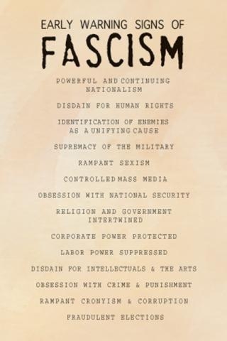 Early Warning Signs of Facism Poster